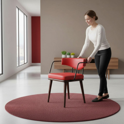Fauteuil rouge Salle à manger Chaise en bois à un seul siège Salon Fauteuil monoplace