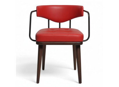 Fauteuil rouge Salle à manger Chaise en bois à un seul siège Salon Fauteuil monoplace