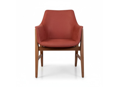 Fauteuil moderne rembourré marron-rouge en tissu design monoplace