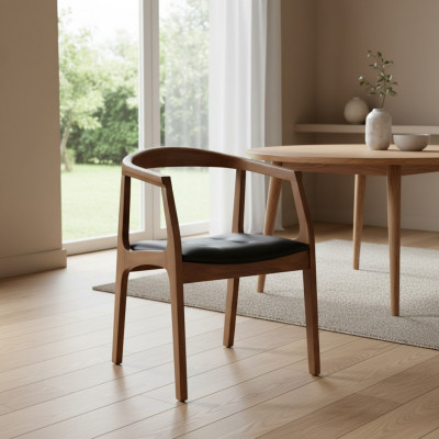 Chaise en bois élégante Chaises de salle à manger Luxueux siège unique Marron Fauteuil 1 place