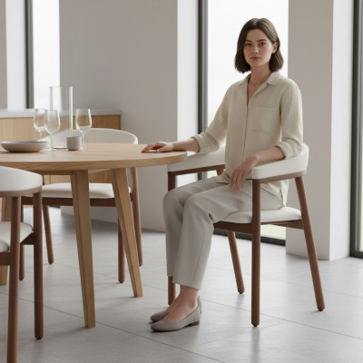 Chaise de salle à manger Chaise en bois blanche Chaise moderne à un seul siège avec accoudoirs Chaises