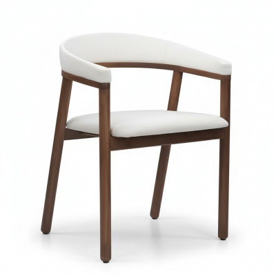 Chaise de salle à manger Chaise en bois blanche Chaise moderne à un seul siège avec accoudoirs Chaises