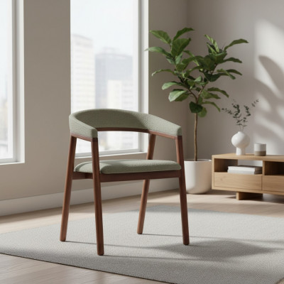Chaise de salle à manger grise Design Chaise en bois Siège simple Rembourrage Chaise 1 place