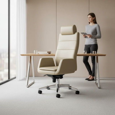Fauteuil de bureau beige fauteuil pivotant de luxe fauteuil de direction Mobilier de bureau Siège Fauteuil
