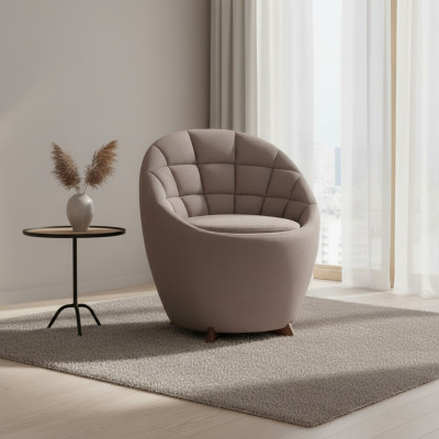 Fauteuil rembourré marron pour salon, fauteuil design monoplace à cadre en bois