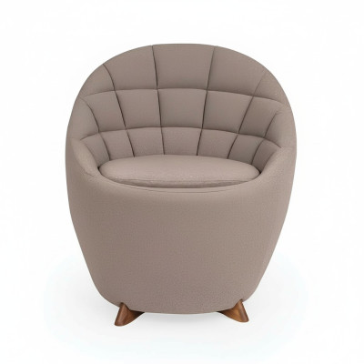 Fauteuil rembourré marron pour salon, fauteuil design monoplace à cadre en bois