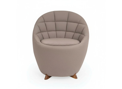 Fauteuil rembourré marron pour salon, fauteuil design monoplace à cadre en bois