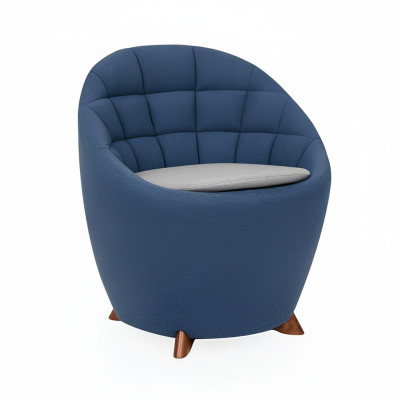 Chaise ronde bleue avec design d'ameublement par un créateur pour une personne pour le salon