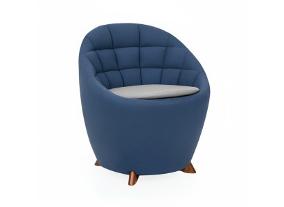 Chaise ronde bleue avec design d'ameublement par un créateur pour une personne pour le salon