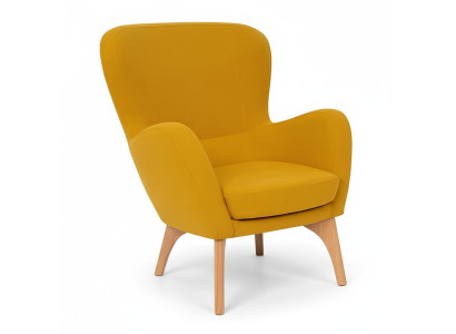 Fauteuil design jaune rembourré pour salon, chaise de salon élégante à une seule place