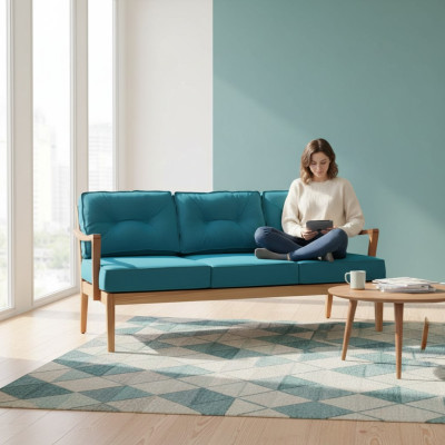 Turquoise Banquette à trois places Banc de salle à manger Banc autonome ottoman