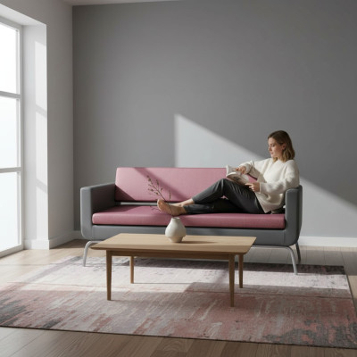 Gris-Rose Canapé de luxe 3 places de haute qualité avec un revêtement de designer