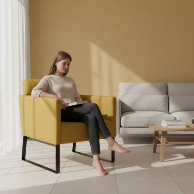 Fauteuil de salon marron, fauteuil de relaxation, salon textile, fauteuil de luxe individuel 1 place