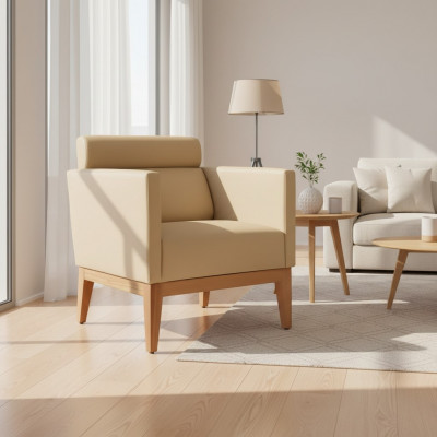 Fauteuil club beige Relax 1 place Fauteuil de designer Fauteuil de salon Seater