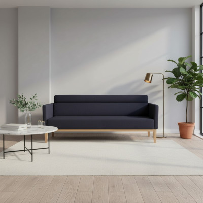 Canapé de luxe 3 places noir design sur pieds en bois