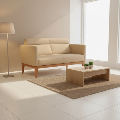 Canapé de bureau beige designer 2 places canapé rembourré en similicuir canapés de luxe