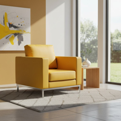 Fauteuil jaune moderne pour étude, fauteuil de relaxation en similicuir pour une personne
