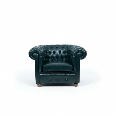Chesterfield fauteuil vert foncé salon chambre TV une place