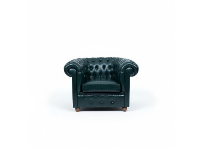 Chesterfield fauteuil vert foncé salon chambre TV une place