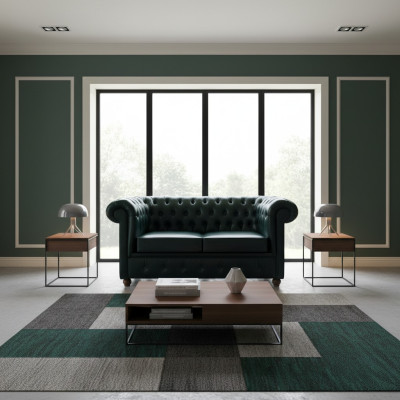 Canapé moderne 2 places Chesterfield bleu foncé