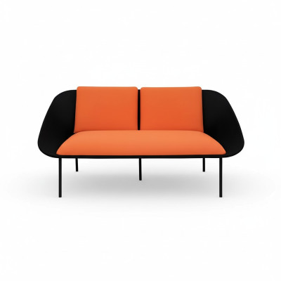 Noir -Orange 2 places Salle d'étude Rembourrage Moderne Canapé Textile Canapés