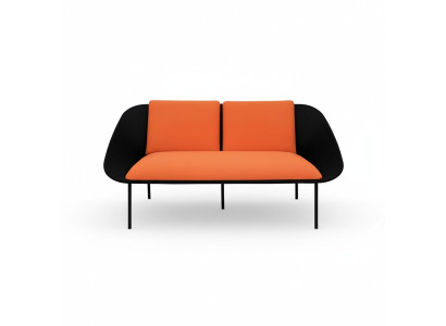 Noir -Orange 2 places Salle d'étude Rembourrage Moderne Canapé Textile Canapés