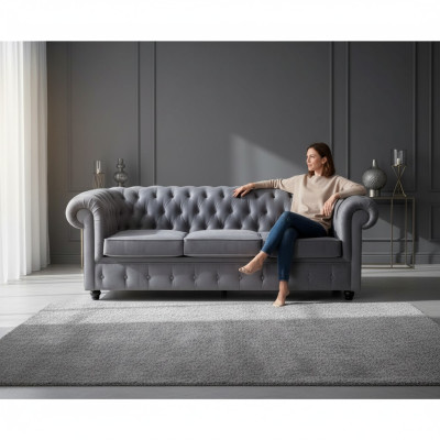 Chesterfield gris canapé trois places de luxe Designer Canapé de salon