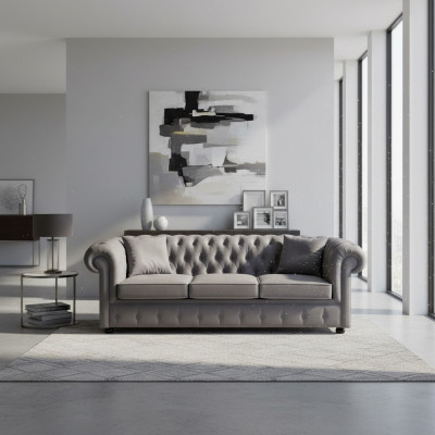 Chesterfield gris canapé trois places de luxe Designer Canapé de salon