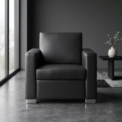Fauteuil en cuir noir Designer Rembourrage simple place Salle de séjour Fauteuil relax