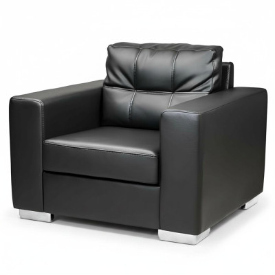 Fauteuil noir en similicuir, un seul siège, pour le salon, pour se détendre, neuf, 1 place.