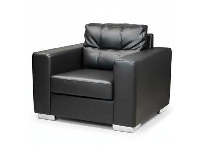 Fauteuil noir en similicuir, un seul siège, pour le salon, pour se détendre, neuf, 1 place.