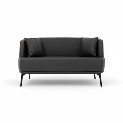 Salon noir 2 places en cuir synthétique Sofa 2 places en cuir