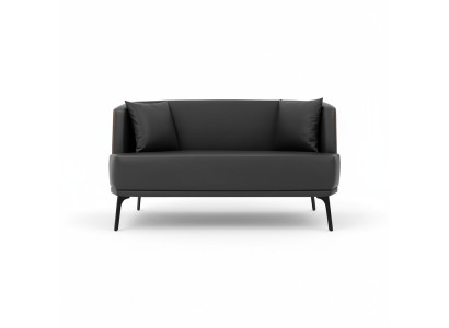 Salon noir 2 places en cuir synthétique Sofa 2 places en cuir