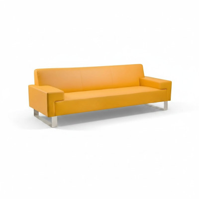 Canapé rembourré orange 3 places en cuir Canapé Trois places pour le salon