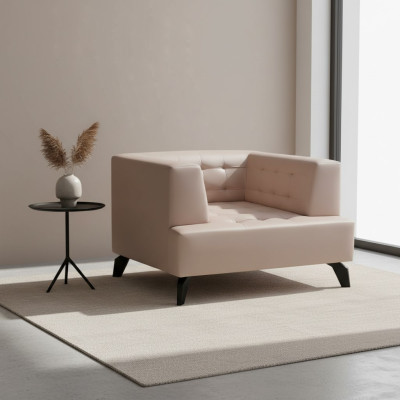 Fauteuil en cuir beige de luxe avec revêtement, style fauteuil de club pour se relaxer, un siège simple.