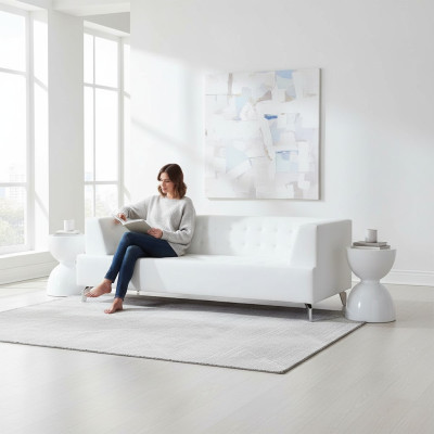 Canapé de luxe blanc 2 places Moderne 2 places Club Sofa Lounge Couch nouveau