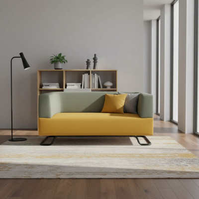 Canapé de salon de designer deux places bicolore avec un rembourrage de haute qualité