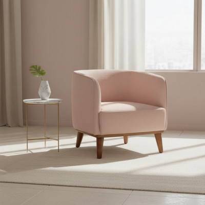 Fauteuil beige pour salon en tissu de rembourrage Fauteuil de relaxation design à assise unique.