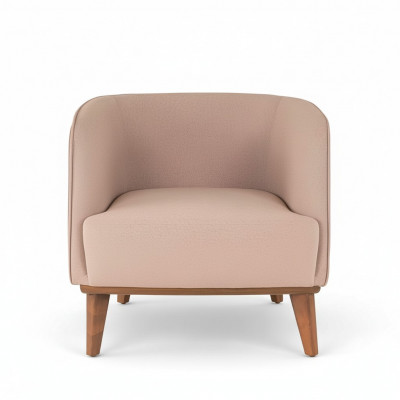 Fauteuil beige pour salon en tissu de rembourrage Fauteuil de relaxation design à assise unique.