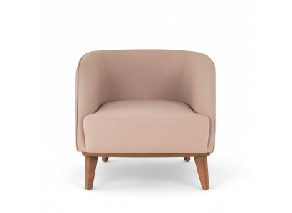 Fauteuil beige pour salon en tissu de rembourrage Fauteuil de relaxation design à assise unique.