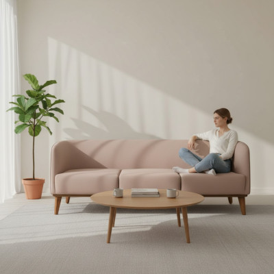 Canapé trois places de luxe en tissu pour le salon, design, trois places