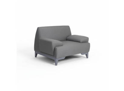 Fauteuil design gris moderne pour salon 1 place, confortable, avec accoudoirs rembourrés.