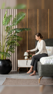 Chambre luxueuse Table de chevet moderne Design moderne et blanc Bois