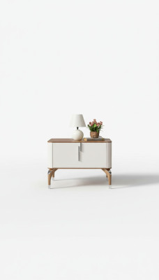 Chambre luxueuse Table de chevet moderne Design moderne et blanc Bois