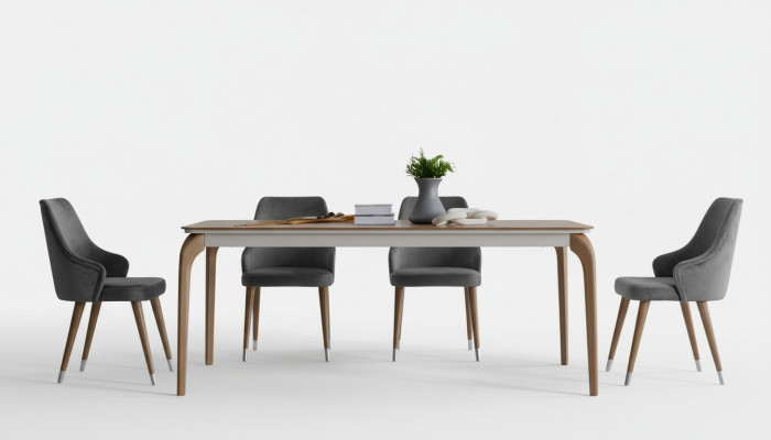 Ensemble complet Table à manger 4x Chaises Ensemble salle à manger Groupe Ess Table en bois Tables 5 pièces