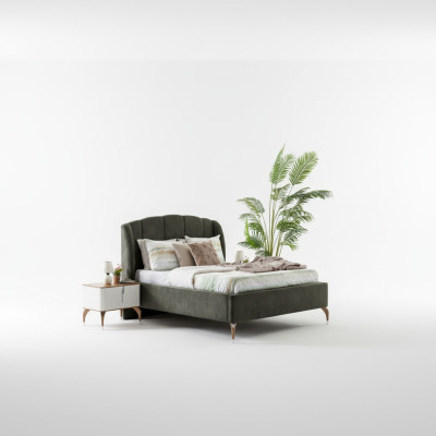 Lit Double Gris Lits Modernes Cadre de Lit de Luxe en Bois Nouveau