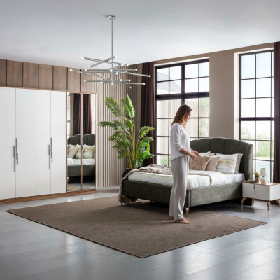 Ensemble de chambre luxueuse Ensemble complet de luxe Lit 2x Table de chevet Moderne 3 pièces neuf