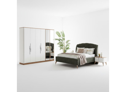 Ensemble de chambre luxueuse Ensemble complet de luxe Lit 2x Table de chevet Moderne 3 pièces neuf