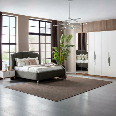 Ensemble de chambre luxueux complet Lit 2x Table de chevet Armoire 4 pièces neuf