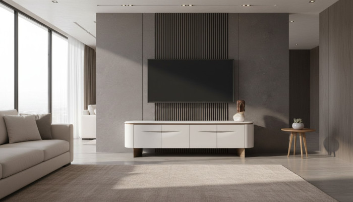 Meuble télé élégant - meuble télé bas - unité murale - buffet - bois blanc - design moderne